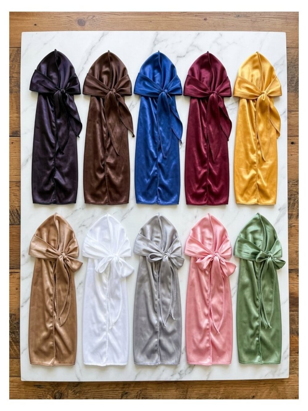 Satin Silky Durag 10 Pack Long Tail Wrap for 360 Waves
